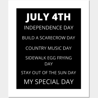 July 4th birthday, special day and the other holidays of the day. Posters and Art